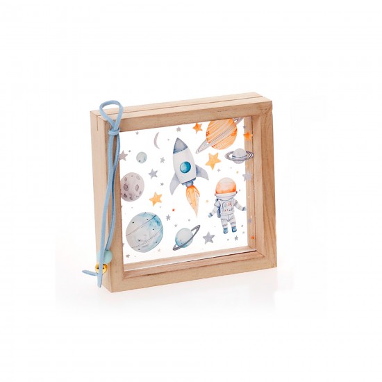  Ξύλινη Κορνίζα Plexiglass με Διαστημικό Θέμα