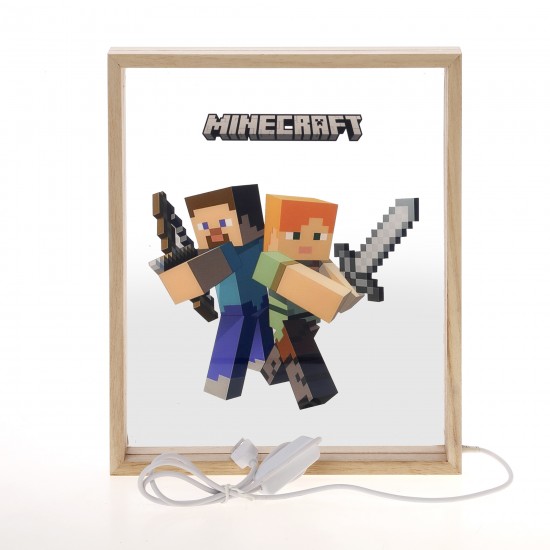 Πασχαλινό Σετ Δώρου Minecraft: Αρωματική Λαμπάδα & Ξύλινο Φωτιστικό Κάδρο LED ΠΛΦ-2658