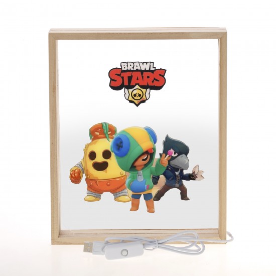 Πασχαλινό Σετ Δώρου Brawl Stars: Αρωματική Λαμπάδα & Ξύλινο Φωτιστικό Κάδρο LED ΠΛΦ-2661