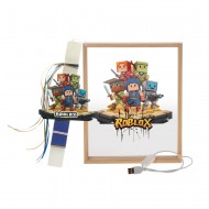 Πασχαλινό Σετ Δώρου Roblox: Αρωματική Λαμπάδα & Ξύλινο Φωτιστικό Κάδρο LED ΠΛΦ-2653