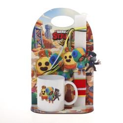 Πασχαλινό Σετ Δώρου Brawl Stars: Αρωματική Λαμπάδα, Κεραμική Κούπα & Ξύλινη Βάση 