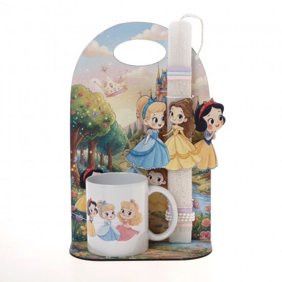 Πασχαλινό Σετ Δώρου: Αρωματική Λαμπάδα, Κούπα & Ξύλινη Βάση ΠΛ-2603