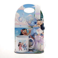 Πασχαλινό Σετ Δώρου Lilo & Stitch: Αρωματική Λαμπάδα, Κούπα & Ξύλινη Βάση ΠΛΚ-2606