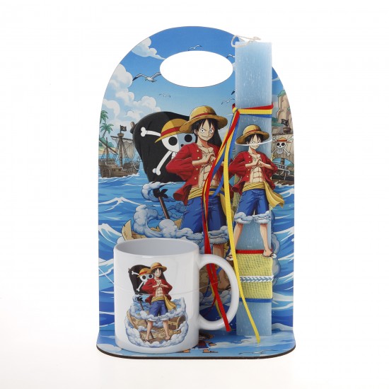 Πασχαλινό Σετ Δώρου One Piece: Αρωματική Λαμπάδα, Κούπα & Ξύλινη Βάση ΠΛ-2608