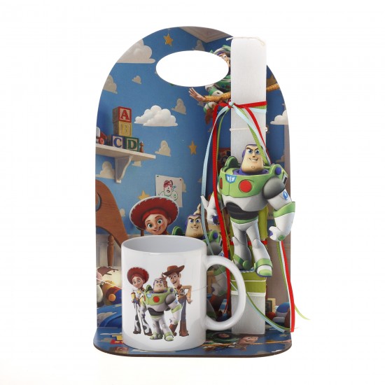 Πασχαλινό Σετ Δώρου Toy Story: Αρωματική Λαμπάδα, Κούπα & Ξύλινη Βάση 