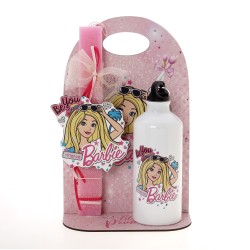 Πασχαλινό Σετ Δώρου Barbie: Αρωματική Λαμπάδα, Παγούρι & Ξύλινη Βάση ΠΛ-2679