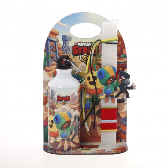 Πασχαλινό Σετ Δώρου Brawl Stars: Αρωματική Λαμπάδα, Παγούρι & Ξύλινη Βάση ΠΛ-2673