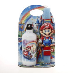 Πασχαλινό Σετ Δώρου Super Mario: Αρωματική Λαμπάδα, Παγούρι & Ξύλινη Βάση ΠΛ-2683
