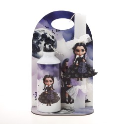 Πασχαλινό Σετ Δώρου Wednesday: Αρωματική Λαμπάδα, Παγούρι & Ξύλινη Βάση ΠΛ-2672