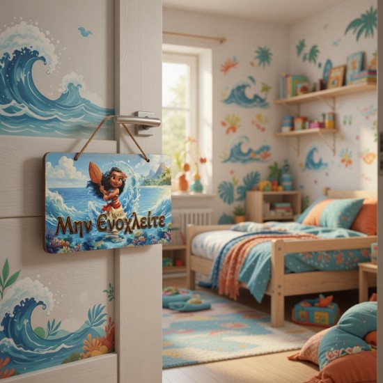 Πασχαλινή Λαμπάδα Moana με Ξύλινη Πινακίδα Πόρτας ΠΛ-2627