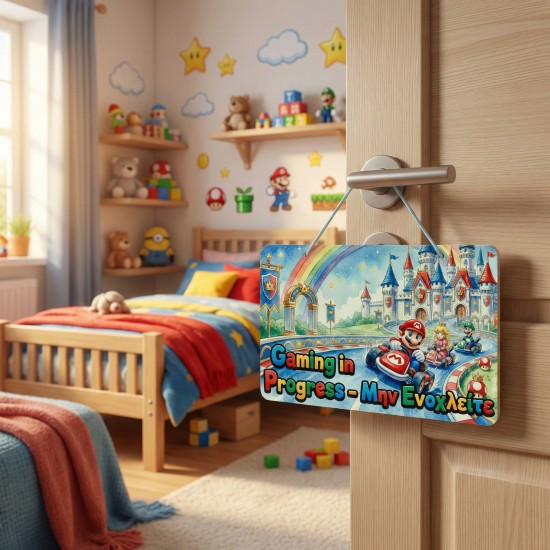 Πασχαλινή Λαμπάδα Super Mario Kart με Ξύλινη Πινακίδα Πόρτας ΠΛ-2633