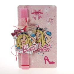 Πασχαλινή Λαμπάδα Barbie με Ξύλινη Πινακίδα Πόρτας ΠΛ-2621