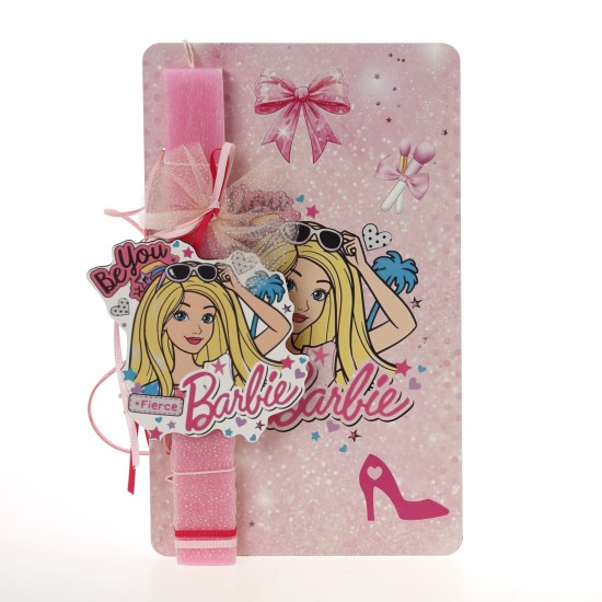 Πασχαλινή Λαμπάδα Barbie με Ξύλινη Πινακίδα Πόρτας ΠΛ-2621