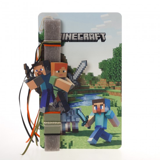 Πασχαλινή Λαμπάδα Minecraft με Ξύλινη Πινακίδα Πόρτας ΠΛ-2631