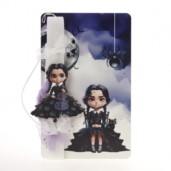 Πασχαλινή Λαμπάδα Wednesday με Ξύλινη Πινακίδα Πόρτας ΠΛ-2626