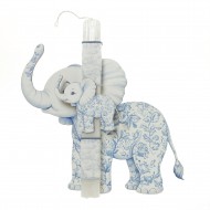 Πασχαλινή Λαμπάδα "Blue Floral Elephant" με Ξύλινο Διακοσμητικό Τοίχου ΠΛ-26110