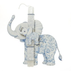Πασχαλινή Λαμπάδα "Blue Floral Elephant" με Ξύλινο Διακοσμητικό Τοίχου ΠΛ-26110