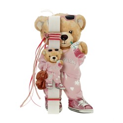 Πασχαλινή Λαμπάδα "Cool Teddy Bear" με Ξύλινο Διακοσμητικό Τοίχου ΠΛ-26105