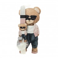 Πασχαλινή Λαμπάδα "Fashionista Bear" με Ξύλινο Διακοσμητικό Τοίχου ΠΛ-26115