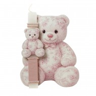 Πασχαλινή Λαμπάδα "Floral Teddy Bear" με Ξύλινο Διακοσμητικό Τοίχου ΠΛ-26108