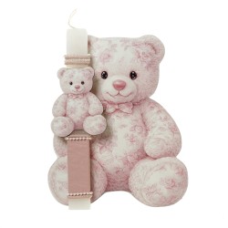 Πασχαλινή Λαμπάδα "Floral Teddy Bear" με Ξύλινο Διακοσμητικό Τοίχου ΠΛ-26108