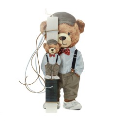 Πασχαλινή Λαμπάδα "Little Gentleman Bear" με Ξύλινο Διακοσμητικό Τοίχου 