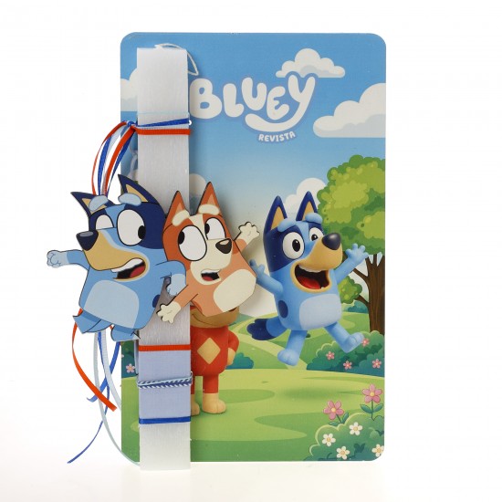 Πασχαλινή Λαμπάδα Bluey με Ξύλινη Πινακίδα Πόρτας ΠΛ-2618