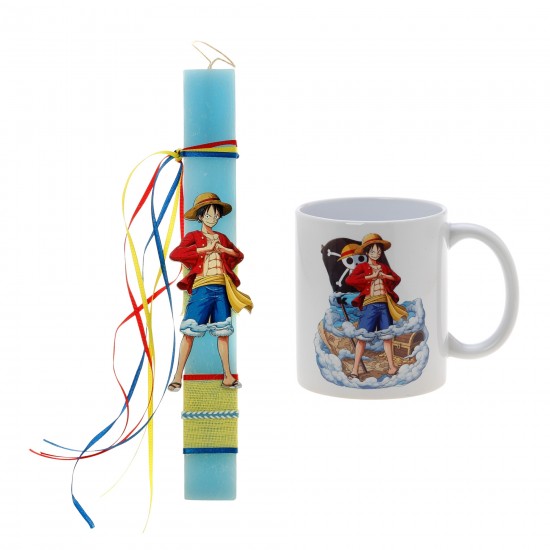 Πασχαλινό Σετ One Piece: Αρωματική Λαμπάδα με Επιλογή Κούπα ή Παγούρι 