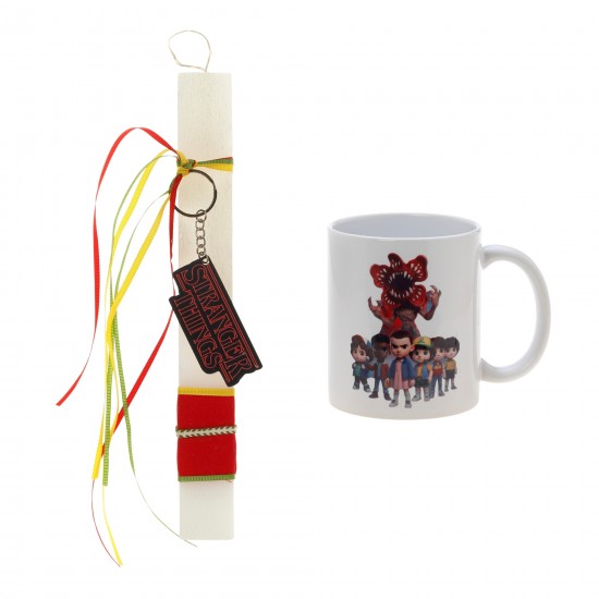 Πασχαλινό Σετ Stranger Things: Αρωματική Λαμπάδα με Μπρελόκ & Επιλογή Κούπα ή Παγούρι