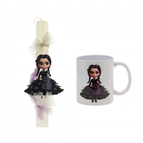 Πασχαλινό Σετ Wednesday: Αρωματική Λαμπάδα με Επιλογή Κούπα ή Παγούρι 