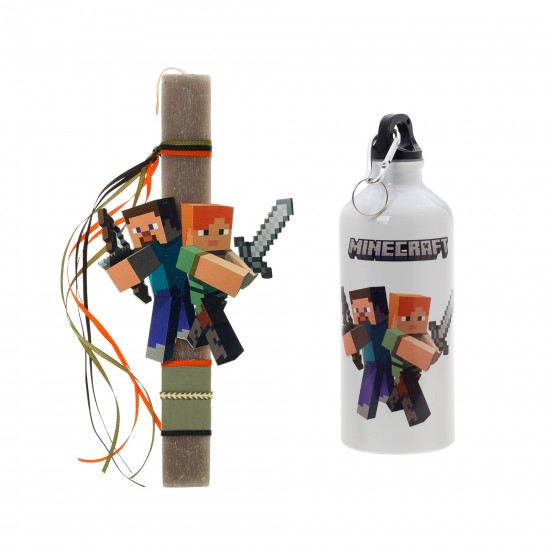 Πασχαλινό Σετ Minecraft: Αρωματική Λαμπάδα με Επιλογή Κούπα  ή Παγούρι