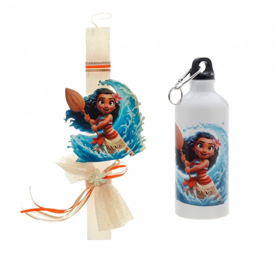 Πασχαλινό Σετ Moana: Αρωματική Λαμπάδα με Επιλογή Κούπα ή Παγούρι