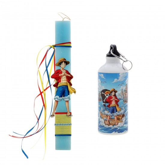 Πασχαλινό Σετ One Piece: Αρωματική Λαμπάδα με Επιλογή Κούπα ή Παγούρι 