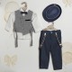 Βαπτιστικό Κουστούμι Αγοριού "Navy Check Wrap" ΚΔ-2601