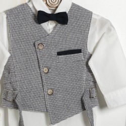 Βαπτιστικό Κουστούμι Αγοριού "Navy Check Wrap" ΚΔ-2601