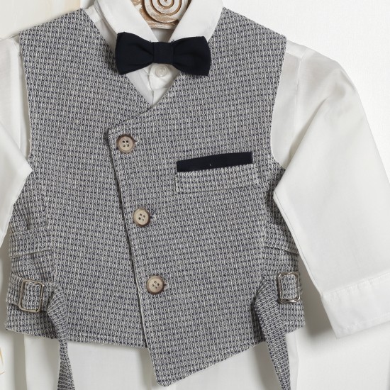 Βαπτιστικό Κουστούμι Αγοριού "Navy Check Wrap" ΚΔ-2601