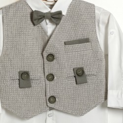 Βαπτιστικό Κουστούμι "Olive Herringbone Classic" ΚΔ-2602
