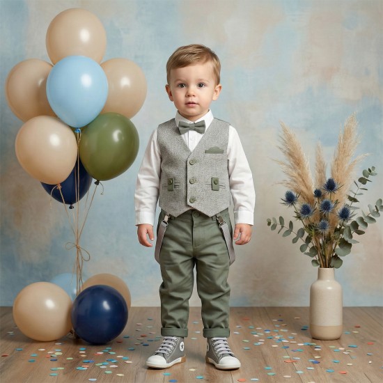 Βαπτιστικό Κουστούμι "Olive Herringbone Classic" ΚΔ-2602