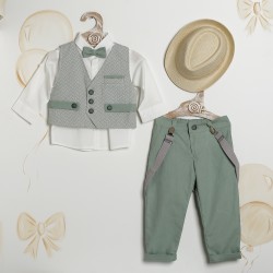 Βαπτιστικό Κουστούμι Αγοριού "Sage Herringbone" 2603