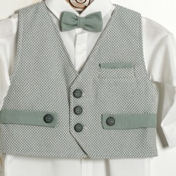Βαπτιστικό Κουστούμι Αγοριού "Sage Herringbone" 2603