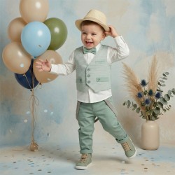 Βαπτιστικό Κουστούμι Αγοριού "Sage Herringbone" 2603