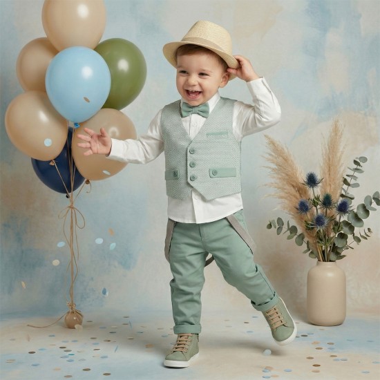 Βαπτιστικό Κουστούμι Αγοριού "Sage Herringbone" 2603