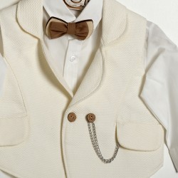 Βαπτιστικό Κουστούμι Αγοριού "Tobacco Vintage Charm" 2605