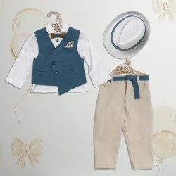 Βαπτιστικό Κουστούμι Αγοριού "Petrol Asymmetric Elegance" 2621
