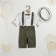 Βαπτιστικό Κουστούμι "Rustic Olive Suspenders" Κ-2630