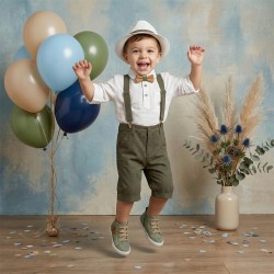 Βαπτιστικό Κουστούμι "Rustic Olive Suspenders" Κ-2630