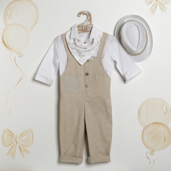 Βαπτιστικό Κουστούμι "Rustic Sand Overalls"  Κ-2631