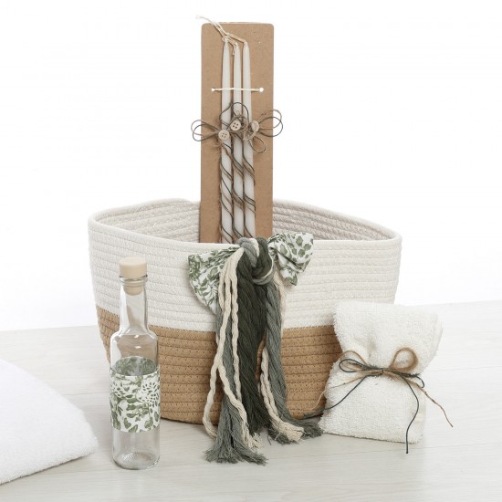 Σετ Βάπτισης Καλάθι Rope "Green Macrame Dreams" 2628
