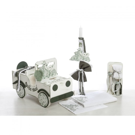 Σετ Βάπτισης Ξύλινο Αυτοκίνητο "Vintage Safari Explorer" 2631