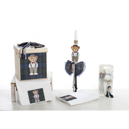 Σετ Βάπτισης Κουτί "Royal Plaid Collection" με Αρκουδάκι 2622